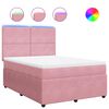 vidaXL Pat box spring cu saltea, roz, 140x190 cm, catifea