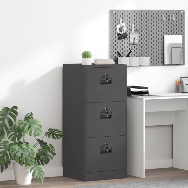 vidaXL Dulap pentru Fișiere cu sertar Negru 45,5 x 42 x 106,5 cm