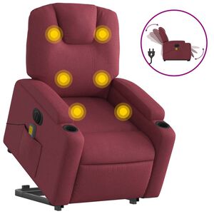 vidaXL Fotoliu de masaj electric rabatabil cu ridicare roșu vin textil
