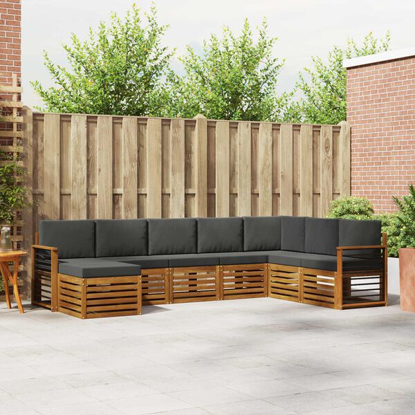 vidaXL Seturi de canapele cu pernă 8 pcs Natural și Antracit