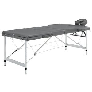 vidaXL Masă de masaj cu 3 zone, cadru aluminiu, antracit, 186 x 68 cm