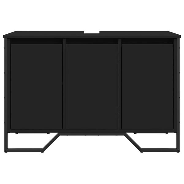 vidaXL Dulap pentru chiuvetă baie, negru, 91x35x60 cm, lemn prelucrat
