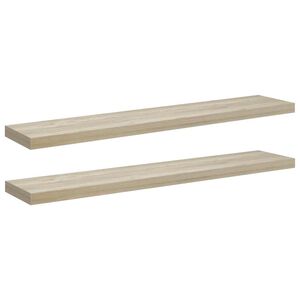 vidaXL Rafturi perete suspendate, 2 buc., stejar, 120x23,5x3,8 cm, MDF