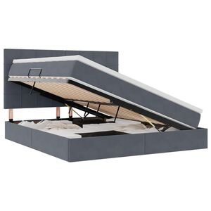 vidaXL Pat cu saltea și LED cu saltea Gri &icirc;nchis 180 x 200 cm Catifea