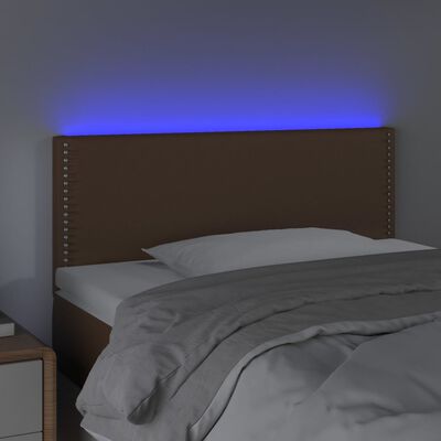 vidaXL Tăblie de pat cu LED, maro, 90x5x78/88 cm, piele ecologică