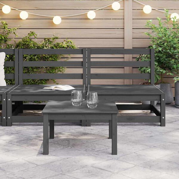 vidaXL Canapele de mijloc pentru grădină, 2 buc., gri, lemn masiv pin