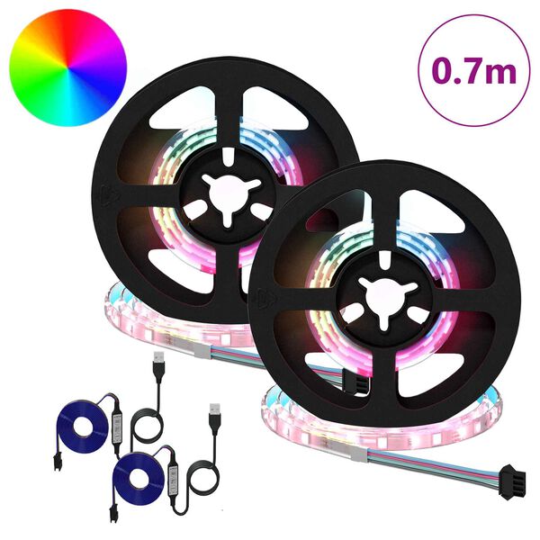 vidaXL Bandă LED 4 pcs Negru și transparent 35 x 0,8 x 0,3 cm