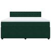 vidaXL Pat box spring cu saltea, verde &icirc;nchis, 180x200 cm, catifea
