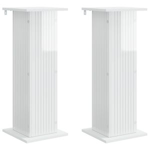 vidaXL Suport pentru plante 2 pcs Alb foarte lucios Lemn prelucrat