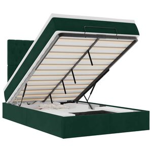 vidaXL Cadru de pat otoman cu saltele, catifea verde &icirc;nchis 120x200cm