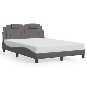 vidaXL Cadru de pat, Viana, fără saltea, gri, 140x190 cm, piele ecologică