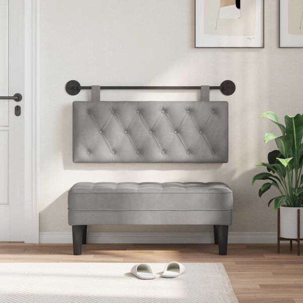 vidaXL Cap de pat suspendat Gri deschis 110 x 55 x 7 cm Catifea