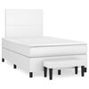 vidaXL Pat box spring cu saltea, alb, 120x200 cm, piele ecologică