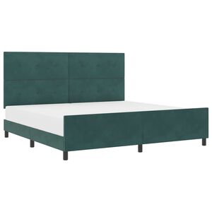 vidaXL Pat cu arcuri cu headboard Verde &icirc;nchis 200 x 200 cm Catifea