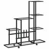 vidaXL Suport pentru flori cu roți, 94,5x25x92,5 cm, negru, metal