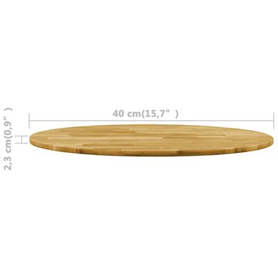 vidaXL Blat de masă, lemn masiv de stejar, rotund, 23 mm, 400 mm