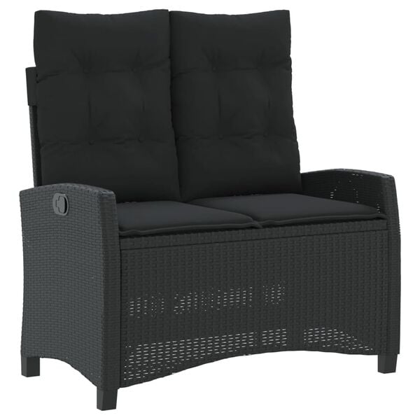 vidaXL Set mobilier de grădină cu perne, 5 piese, negru, poliratan