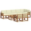 vidaXL Set de canapele de exterior cu pernă 9 pcs Natural și Crem