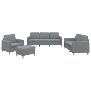 vidaXL Set de canapele cu perne, 4 piese, gri deschis, textil