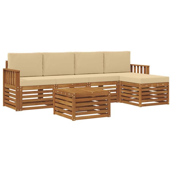 vidaXL Set de canapele de exterior cu pernă 6 pcs Natural și Bej