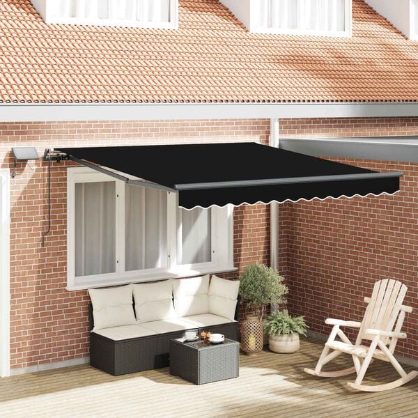 vidaXL Cortina Retractabilă Manual Negru 300 x 250 cm țesătură