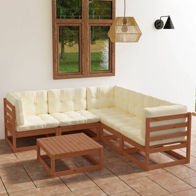 vidaXL Set mobilier de grădină cu perne, 6 piese, lemn masiv pin