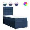 vidaXL Pat box spring cu saltea, albastru, 90x200 cm, textil