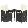 vidaXL Set mobilier de grădină cu perne, 5 piese, negru, poliratan