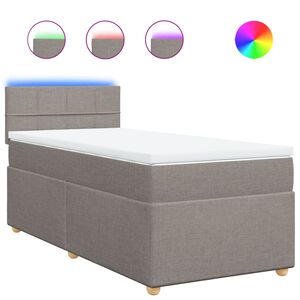 vidaXL Pat box spring cu saltea, gri taupe, 100x200 cm, textil