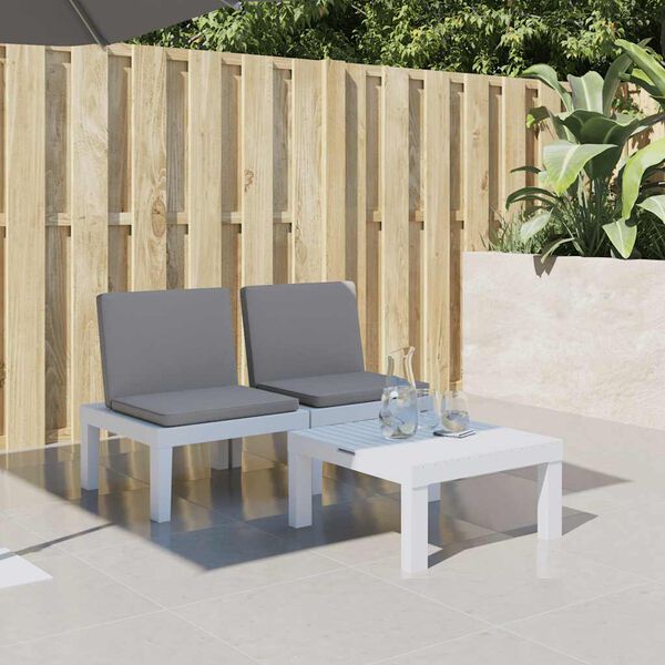 vidaXL Șezlong cu perne, alb, PP