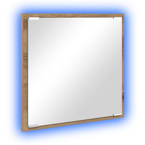 vidaXL Oglindă de baie cu LED Stejar Artizanal 40 x 37 x 8.5 cm