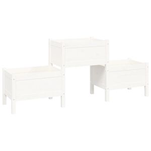 vidaXL Jardinieră, alb, 178,5x44x75 cm, lemn masiv de pin