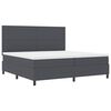 vidaXL Pat cu arcuri cu headboard Gri &icirc;nchis și alb 200 x 200 cm