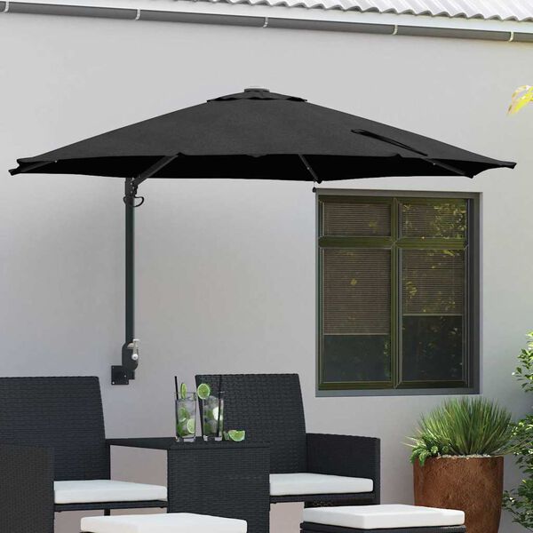 vidaXL Parasol de Grădină Negru 248 x 248 x 148 cm Poliester și oțel