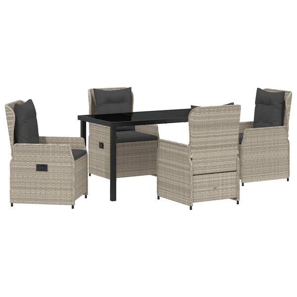 vidaXL Set de masă pentru grădină 5 pcs Gri deschis poliratan