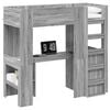 vidaXL Cadru de pat supraetajat cu birou Gri Sonoma 75 x 190 cm