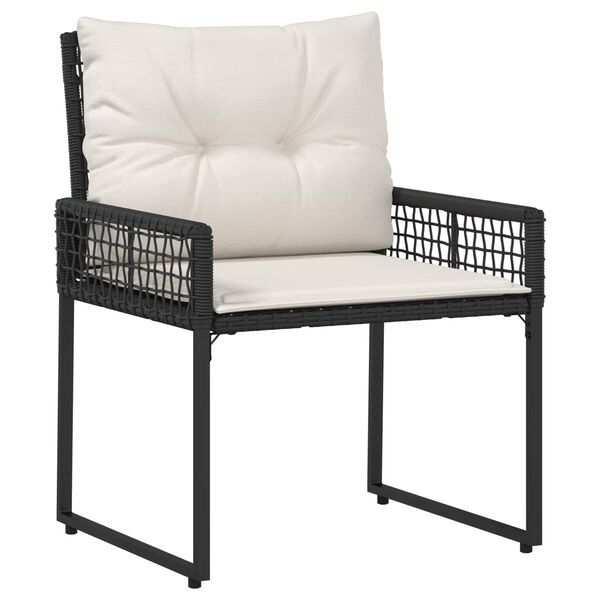 vidaXL Set de Mobilier pentru Exterior cu pernă 3 pcs Negru și Alb