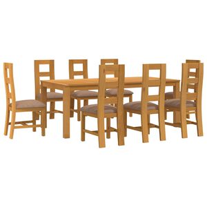 vidaXL Set de dining 9 buc. Gri Lemn de stejar masiv