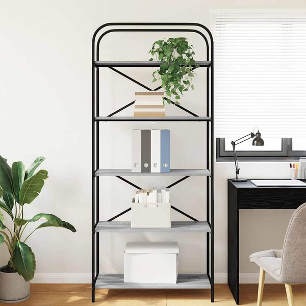 vidaXL Raft pentru cărți Gri Sonoma 80 x 30 x 183 cm Lemn compozit