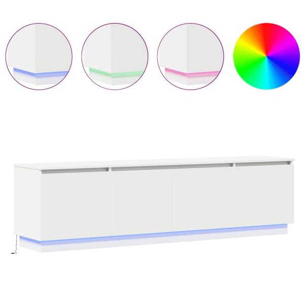 vidaXL Cabinet TV cu led Alb 180 x 38 x 49 cm Lemn compozit