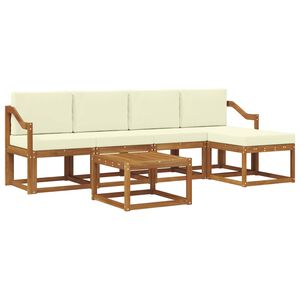 vidaXL Set de canapele de exterior cu pernă 6 pcs Natural și Crem