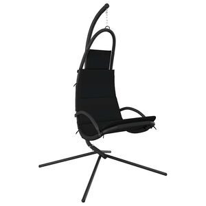 vidaXL Scaun balansoar grădină cu pernă, negru, textil oxford și oțel