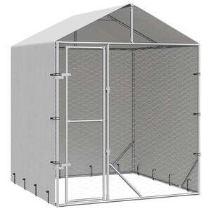 vidaXL Padoc de exterior cu acoperiș argintiu 2x2x2,5m oțel galvanizat