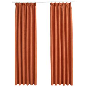 vidaXL Draperii opace cu c&acirc;rlige, 2 buc., ruginiu, 140 x 225 cm