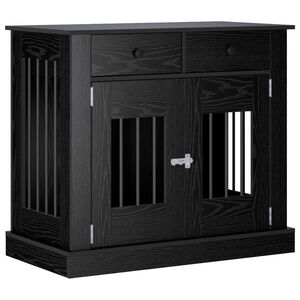 vidaXL Mobilă pentru cușcă de c&acirc;ine Stejar Negru 90 x 47,5 x 80 cm