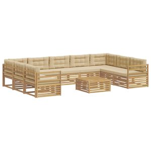 vidaXL Set de canapele de exterior 10 buc. Alb și Bej Poliester