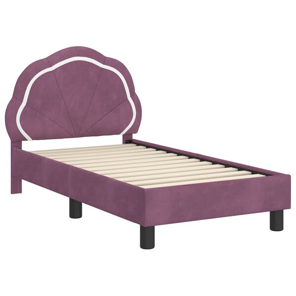 vidaXL Cadru de pat pentru copii cu spătar Violet 70 x 140 cm Catifea