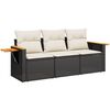 vidaXL Set mobilier de grădină cu perne, 3 piese, negru, poliratan