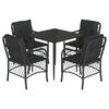 vidaXL Set mobilier de grădină cu perne, 5 piese, negru, poliratan