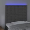 vidaXL Tăblie de pat cu LED, gri &icirc;nchis, 90x5x118/128 cm, catifea